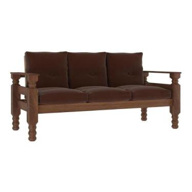 Imagem de Sofá 3 Lugares Madeira Maciça Liz Multimóveis Cr7000 Marrom - MULTIMOV