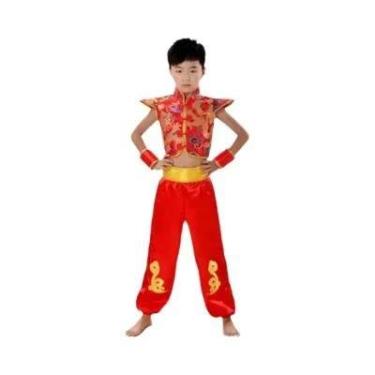 Imagem de Fantasia Tradicional Chinesa Infantil De Dança Yangko Dragão Para Meni