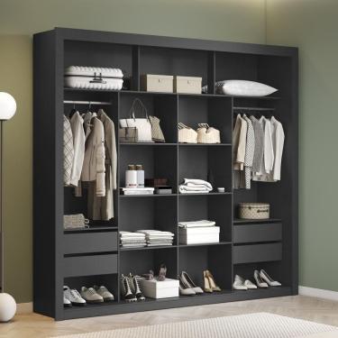 Imagem de Closet 100% MDF 4 Gavetas 230 cm NT6060 Preto Tx Amoudi Móveis