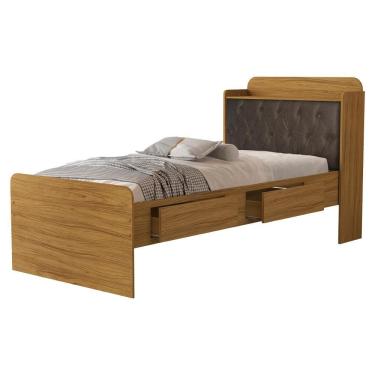Imagem de Cama Solteiro Bau 2 Gavetas MDF Tamires Capitone Decmade