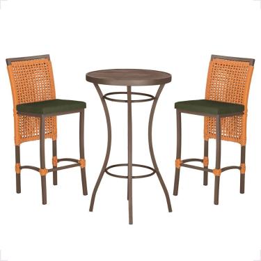 Imagem de Mesa Bistro E 2 Banquetas Roma Marrom Corda Náutica 13 Terra Cota