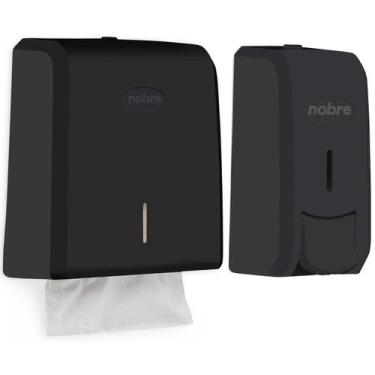 Imagem de Kit Dispenser Papel Toalha Interfolha + Dispenser Sabonete Líquido Alc