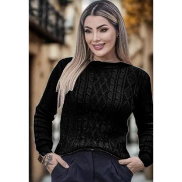 Imagem de Blusa Sueter Trança Malha Trico Inverno Frio - Promocional Lançamento 