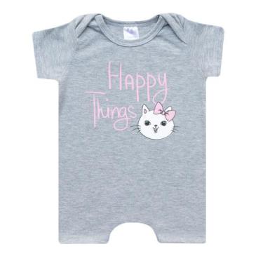 Imagem de Macaquinho Bebê Happy Cat Mescla - Jeito Infantil, P