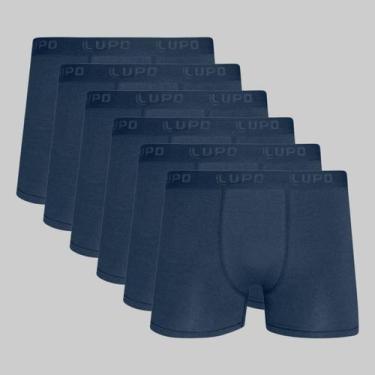 Imagem de Kit 6 Cuecas Lupo Boxer Algodão com Elastano 00615, Azul marinho, P