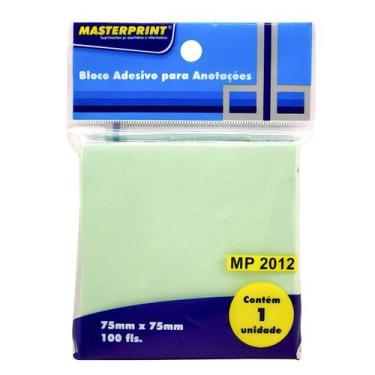 Imagem de Bloco Adesivo para Anotações Verde 75x75mm com 100 Folhas Masterprint 