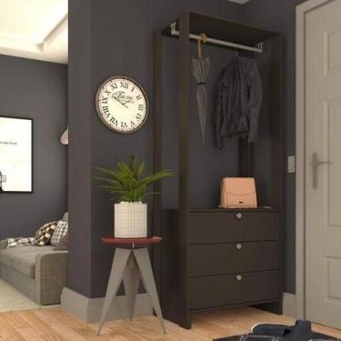 Imagem de Estante Closet com 3 Gavetas e 1 Cabideiro - Grafite - Emovell, Grafit