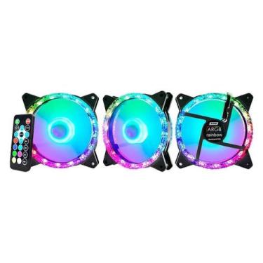 Imagem de Kit Cooler Fan K-Mex AABDK1 ARGB Star 3x120mm com Controladora e Contr
