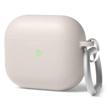 Imagem de elago Capa híbrida líquida compatível com AirPods 3 – Proteção de camada tripla, chaveiro incluído, suporta carregamento sem fio, resistente a choques (pedra)