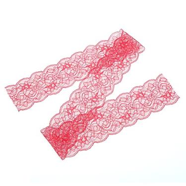 Imagem de Acabamento elástico, fita de renda vermelha elástico para a pele para costura faça você mesmo para decorações