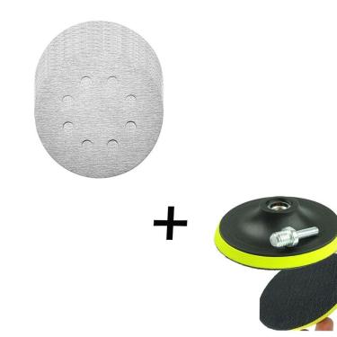 Imagem de Kit Base Disco de Lixa com 10 Disco de Lixa Branco 150mm Grão 220