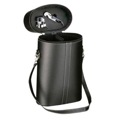 Imagem de Kit Abridor De Vinho + Bolsa De Couro - Wine Bag 2 Garrafas