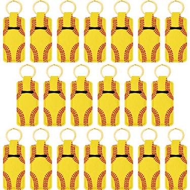 Imagem de Patelai 20 peças de suporte de batom de softball, porta-chaves, suporte de batom, bolsa de manga com clipe, Amarelo, 20 Count (Pack of 1)