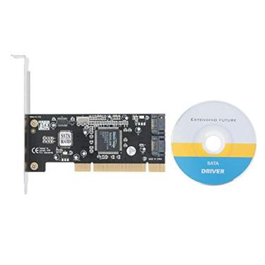 Imagem de ASHATA Placa PCI SATA, cartão matriz de 2 canais para RAID PCI SATA150 e para 98SE / ME / NT4.0/2000 / XP/Vista/Win 7 32/64 bit