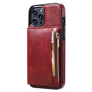 Imagem de Capa de cartão de carteira com zíper de couro flip para Samsung Galaxy S21 FE S20 Plus Note 20 Ultra A82 A72 A32 A22 Capa de bolsa de telefone à prova de choque, vermelha, para Galaxy A72 4G 5G
