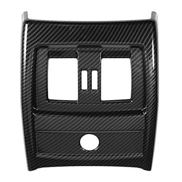 Imagem de Acabamento da cobertura da saída de ar do console, estilo fibra de carbono, acabamento da cobertura da ventilação do ar condicionado do assento traseiro para 3 4 séries F30 F34 13-18