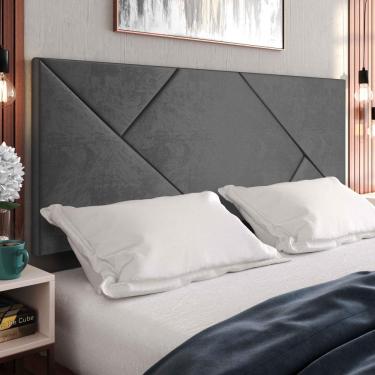 Imagem de Cabeceira Estofada Suede Para Cama Box Casal 1,40 Nicole - Cinza - Lojas RPM