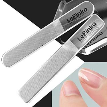 Imagem de Luminária de vidro para unhas LePinko – Kit de lixa de unhas e buffer de cristal nano para unhas naturais, ferramentas de polimento de manicure com estojo portátil 2 peças