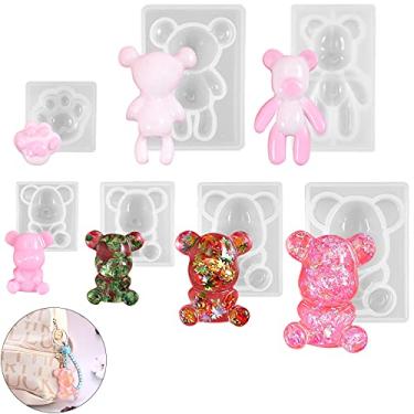 Imagem de Pacote com 7 moldes de silicone de resina epóxi de pata de urso 3D, moldes de silicone de animais para fundição de doces, fondant, bolos, artesanato, decoração DIY