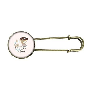 Imagem de Urso de desenho animado animal rosa Art Deco presente moda retrô broche de metal clipe joias