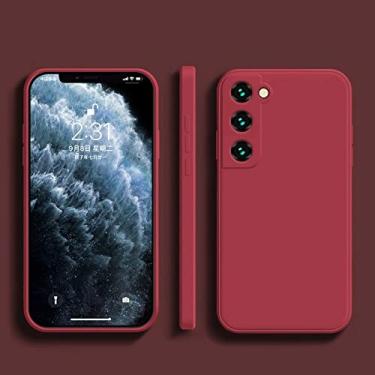 Imagem de Capa de telefone de silicone líquido para Samsung Galaxy S22 S21 S20 Ultra Plus FE A72 A71 A52 A51 A32 4G 5G Soft Case Cover funda,Cameilla Red,para Galaxy S22 Plus