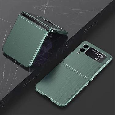 Imagem de Estojo magnético para Samsung Galaxy Z Flip 4 3 Estojo com estrutura de alumínio 360 Full Adsorption Metal Bumper Capa para telefone, verde, para galaxy Z flip 3