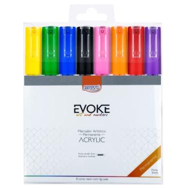 Imagem de Marcador Artístico Evoke Acrylic 3mm Bister com 8 Unidades, BRW, Modelo: MA0308, Cor: Multicor