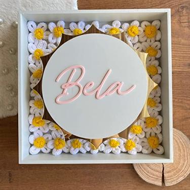 Imagem de Porta Maternidade Acrílico Flores Margaridas com LED