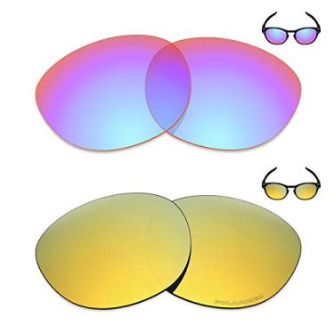 Imagem de Mryok+ 2 pares de lentes polarizadas de substituição para óculos de sol Oakley Latch – rosa cobalto/ouro 24K