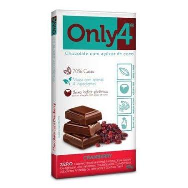 Imagem de Tablete De Chocolate Com Açúcar De Coco E Cranberry Only4 80g