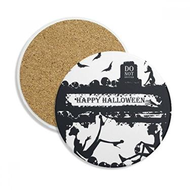 Imagem de Caneca porta-copos de fantasma humano corvo de Halloween Caneca de proteção de mesa Pedra absorvente