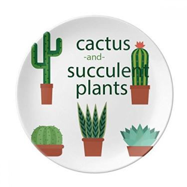 Imagem de Prato de ilustração de cacto de plantas suculentas em vaso decorativo de porcelana Salver louças de jantar