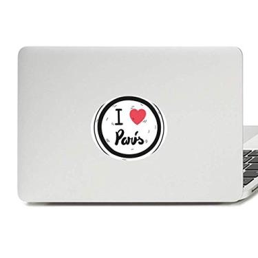 Imagem de Adesivo para laptop com estampa de palavras I Love Paris com emblema de vinil