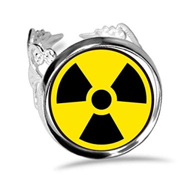 Imagem de DIYthinker Anel amarelo com símbolo de radiação química de perigo ajustável amor casamento noivado