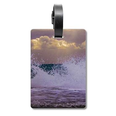 Imagem de Borrifador de ondas do mar oceano ciência natureza imagem mala etiqueta bagagem cartão pendurado Scutcheon etiqueta