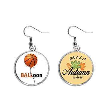Imagem de Brinco de bola de cesta com balão de voo, brinco de folha de outono
