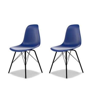 Imagem de Conjunto com 2 Cadeiras Eames Tower Azul e Preto