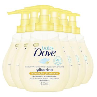 Imagem de Kit Sabonete Líquido Dove Baby Hidratação Glicerinada 200ml - 6 Unidades
