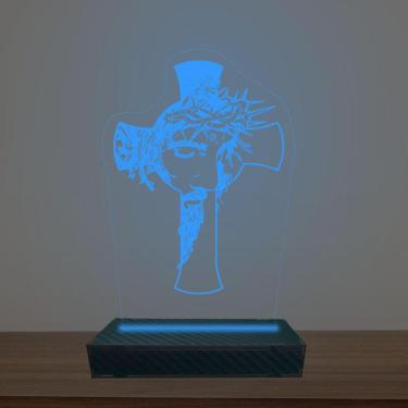 Imagem de Luminária Led 3d Jesus Na Cruz Abajur Luxo
