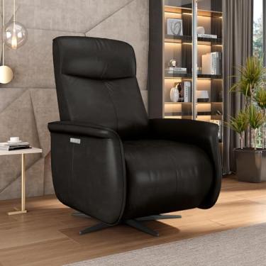 Imagem de Poltrona do Papai Reclinável Power Elétrica Anakin Base Estrela Giratória USB Couro Preto Brilho G76 - Gran Belo