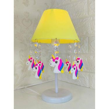 Imagem de Abajur Unicórnio Amarelo - Acrílico - Pingentes - 30cm