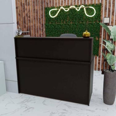 Imagem de Balcão Atendimento Recepção Consultório Com Gaveta 120x60cm Preto