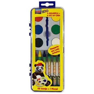 Imagem de Aquarela C/ 6 Cores + Giz De Cera C/6 Cores + Pincel - KIT Infantil