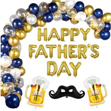 Imagem de 106 pçs Happy Father's Day Conjunto de balões de alumínio com balão de 40,6 cm Letra Balão Decoração para Festa do Dia dos Pais (Cerveja)