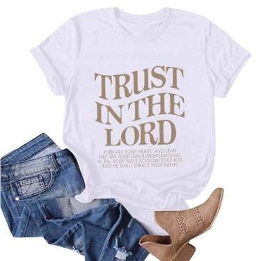 Imagem de Camiseta feminina "Loves Jesus" camiseta feminina leve férias moderna verão ajuste relaxado Faith Over Fear camiseta feminina, 07 - Branco, G