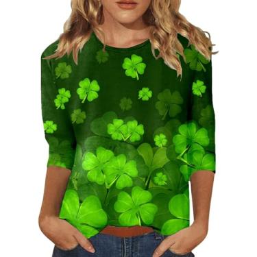 Imagem de Camiseta feminina do Dia de São Patrício com trevo irlandês verde, gola redonda, ajuste solto, engraçada, para professores, tops casuais para o dia de São Patrício, 0117-preto, M