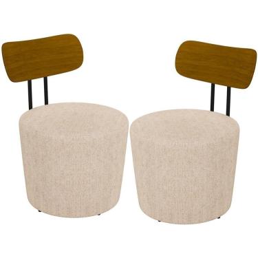 Imagem de Kit 02 Poltronas Base Fixa Luara M03 Linho Cru