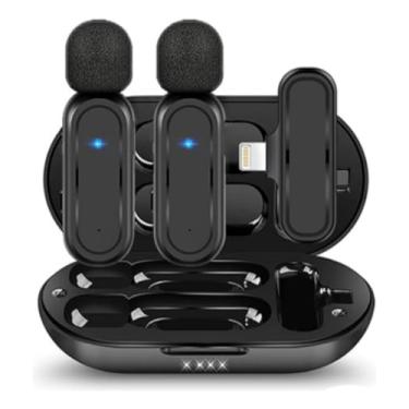 Imagem de Microfone Lapela Duplo Sem Fio Wireless Professional 2 em 1 Gravação Redução de Ruído Compativel com IPhone XR, X,11,12,13,14 Pro Max.
