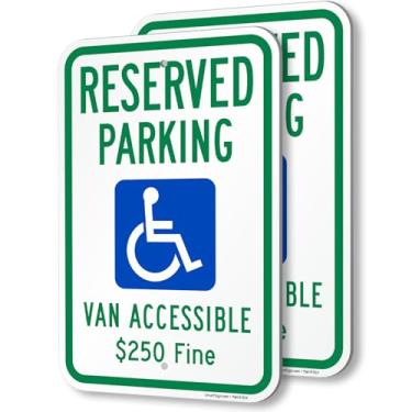 Imagem de SmartSign (Pacote com 2) Placa de 45,7 x 30,5 cm "Reserved Parking - Van Accessible, 250 Fine", composto de alumínio de 120 mil de espessura (ACM), material reflexivo de grau de engenheiro, verde,