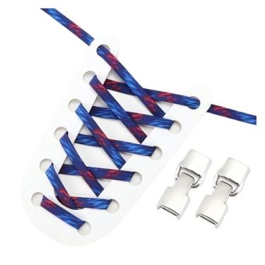 Imagem de Elastic Shoelaces Sneakers Mix And Match Colors No Tie Shoe Laces Children Adult Wide Fast Shoelaces(Blue extreme)